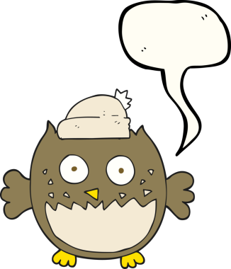 Bir insan tarafından çizilmiş serbest konuşma balonu karikatürü baykuşu