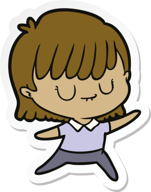 Bir insan tarafından çizilmiş bir karikatür kadının çıkartması.