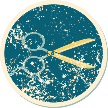 Bir insan tarafından çizilmiş berber makasının sembolik dövmeli görüntüsü