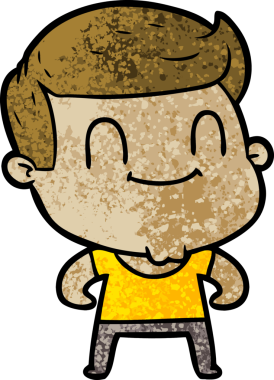 Bir insan tarafından çizilmiş çizgi film dostu bir adam.