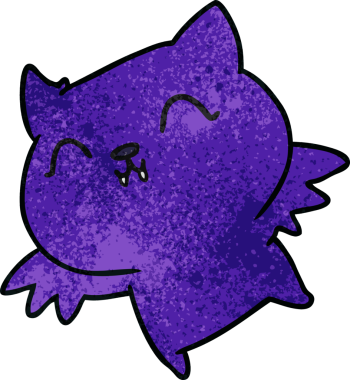 Bir insan tarafından çizilmiş kawaii yarasasının el yazısı çizimi.