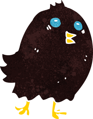 Bir insan tarafından çizilmiş ürkütücü siyah kuş.