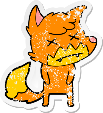 Bir insan tarafından çizilmiş ölü tilki çizgi filminin sıkıntılı çıkartması.