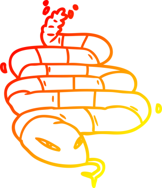 Bir insan tarafından çizilen zehirli yılanın sıcak çizgi çizimi