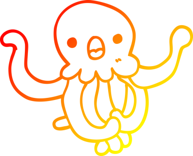 Bir insan tarafından çizilmiş bir denizanasının sıcak çizgi çizimi