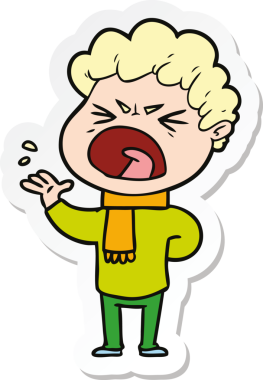 Bir insan tarafından çizilmiş öfkeli bir adamın karikatür çıkartması.