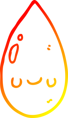 Bir insan tarafından çizilmiş sevimli yağmur damlasının sıcak çizgi çizimi