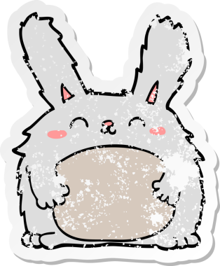 Bir insan tarafından çizilmiş kürklü bir tavşanın sıkıntılı çıkartması.