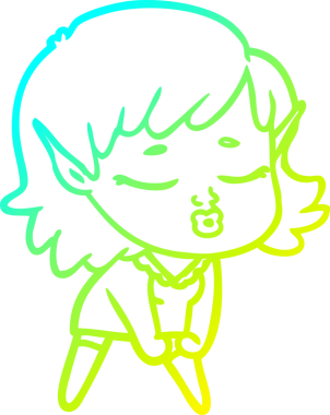 Bir insan tarafından çizilmiş güzel bir elf kızı çizimi.