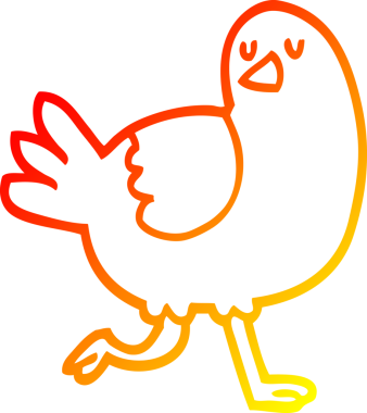 Bir insan tarafından çizilen çizgi film kuşunun sıcak eğimli çizimi