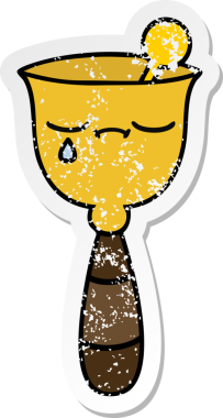 Bir insan tarafından çizilmiş şirin bir okul çanının sıkıntılı çıkartması.