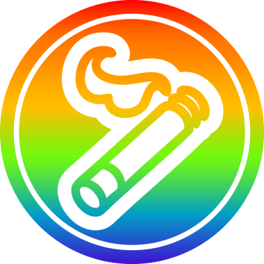 Bir insan tarafından çizilmiş gökkuşağı gradyan ışıklı sigara dairesel simgesi