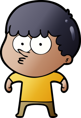 Bir insan tarafından çizilmiş meraklı bir çocuk.