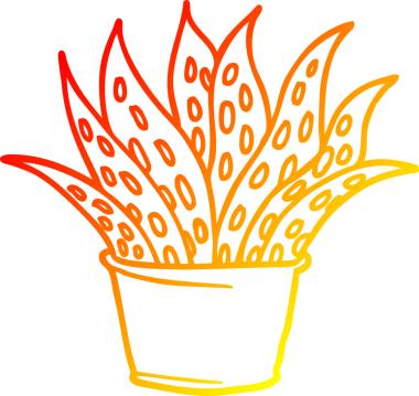 Bir insan tarafından çizilmiş karikatür ev bitkisinin sıcak çizgi çizimi