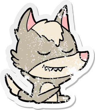 Bir insan tarafından çizilmiş dost canlısı bir kurdun sıkıntılı çıkartması.