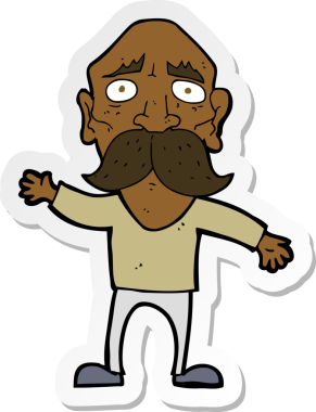 Bir insan tarafından çizilmiş endişeli yaşlı bir adamın çıkartması.