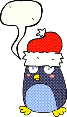 Bir insan tarafından çizilmiş serbest çizilmiş çizgi roman konuşma balonu pengueni.