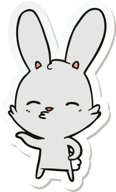 Bir insan tarafından çizilmiş meraklı bir tavşan karikatürü.