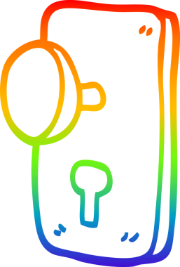 Bir insan tarafından çizilen çizgi film kapı kolunun çizimi.