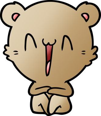 Bir insan tarafından çizilmiş mutlu ayı oturma karikatürü