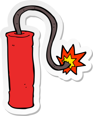 Bir insan tarafından çizilmiş bir karikatür dinamiti çıkartması.