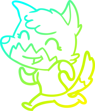 Bir insan tarafından çizilmiş mutlu bir tilkinin soğuk çizgi çizimi.