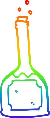 Bir insan tarafından çizilmiş kırmızı şarap şişesinin çizimi.