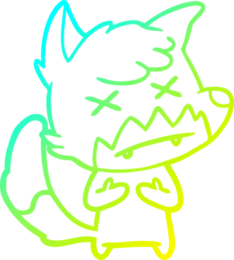 Bir insan tarafından çizilmiş şaşı tilki çizgi çizimi.