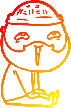 Bir insan tarafından çizilmiş mutlu sakallı bir adamın çizgi çizimi.