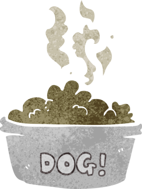 Bir insan tarafından çizilmiş çizgi film köpek maması.