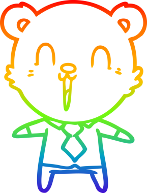 Bir insan tarafından çizilmiş mutlu bir kutup ayısının gökkuşağı gradyanı çizimi