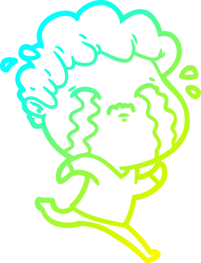 Bir insan tarafından çizilmiş ağlayan bir çizgi film karakteri çizimi.