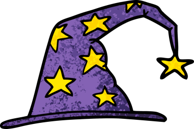 bir insan tarafından çizilmiş bir sihirbaz şapkası.