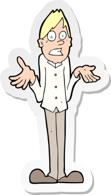 Bir insan tarafından çizilmiş omuz silken bir karikatür adamın çıkartması.