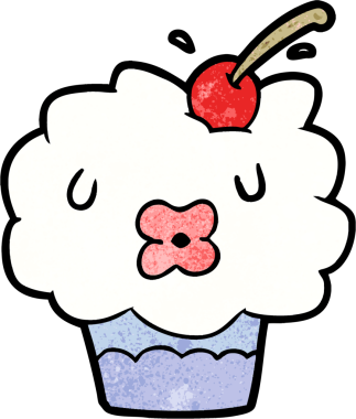 Bir insan tarafından çizilmiş komik bir kek.