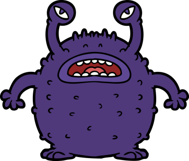 Bir insan tarafından çizilmiş huysuz çizgi film uzaylısı.