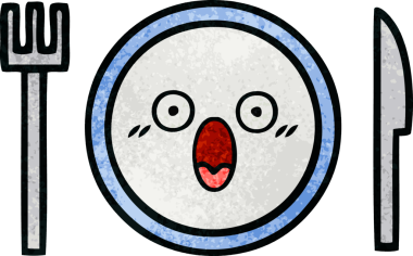 Bir insan tarafından çizilmiş yemek tabağının retro grunge deseni.