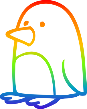 gökkuşağı gradyanı çizimi bir insan tarafından çizilmiş bir karikatür noel pengueni