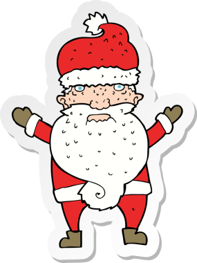 Bir insan tarafından çizilmiş huysuz Noel Baba çizgi filminin çıkartması.