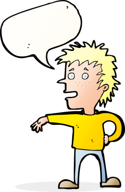 Çizgi filmci, bir insan tarafından çizilmiş konuşma balonuyla saygısız bir jest yapıyor.