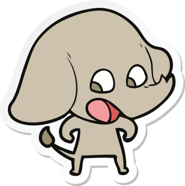 Bir insan tarafından çizilmiş şirin bir fil çıkartması.