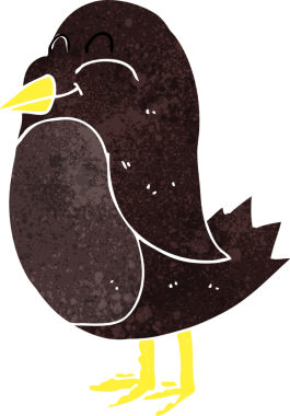 Bir insan tarafından çizilmiş çizgi film kuşu.