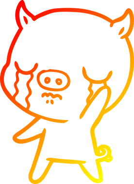 Bir insan tarafından çekilen el sallayarak ağlayan bir domuzun sıcak çizgi çizimi.