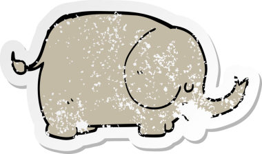 Bir insan tarafından çizilmiş karikatür filinin sıkıntılı çıkartması.