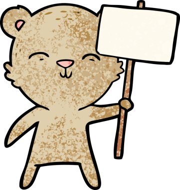 Bir insan tarafından çizilmiş mutlu çizgi film ayısı.