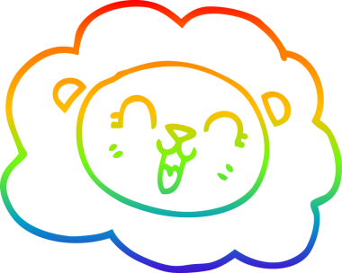 Gökkuşağı gradyan çizgi çizimi Bir insan tarafından çizilmiş mutlu aslan