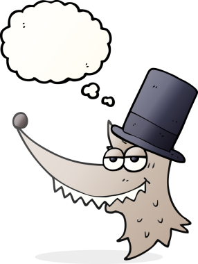 Serbest çizim düşünce balonu çizgi filmi zengin kurt bir insan tarafından çizildi.