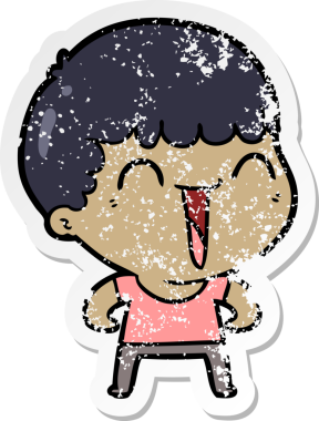 Bir insan tarafından çizilmiş mutlu bir adamın sıkıntılı çıkartması.