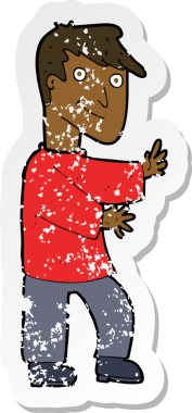 Bir insan tarafından çizilmiş mutlu bir adamın karikatür yapıştırması.