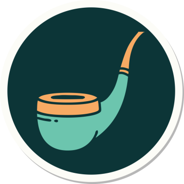 Bir insan tarafından çizilmiş sigara piposunun geleneksel stiliyle dövme çıkartması.